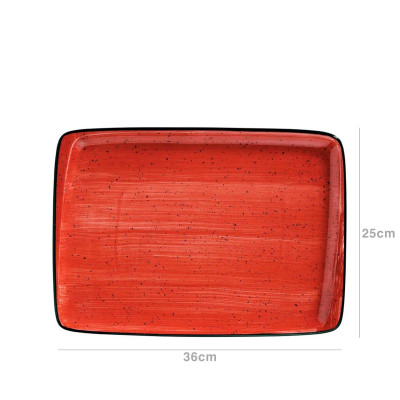 Bandeja Porcelana Passion Retangular Vermelho 36X25cm